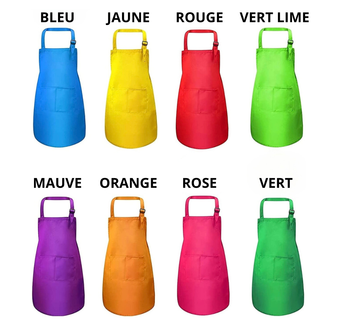 TABLIER ENFANT IMPERMÉABLE ET RÉGLAGE AVEC 2 POCHES CHEF ALEX
