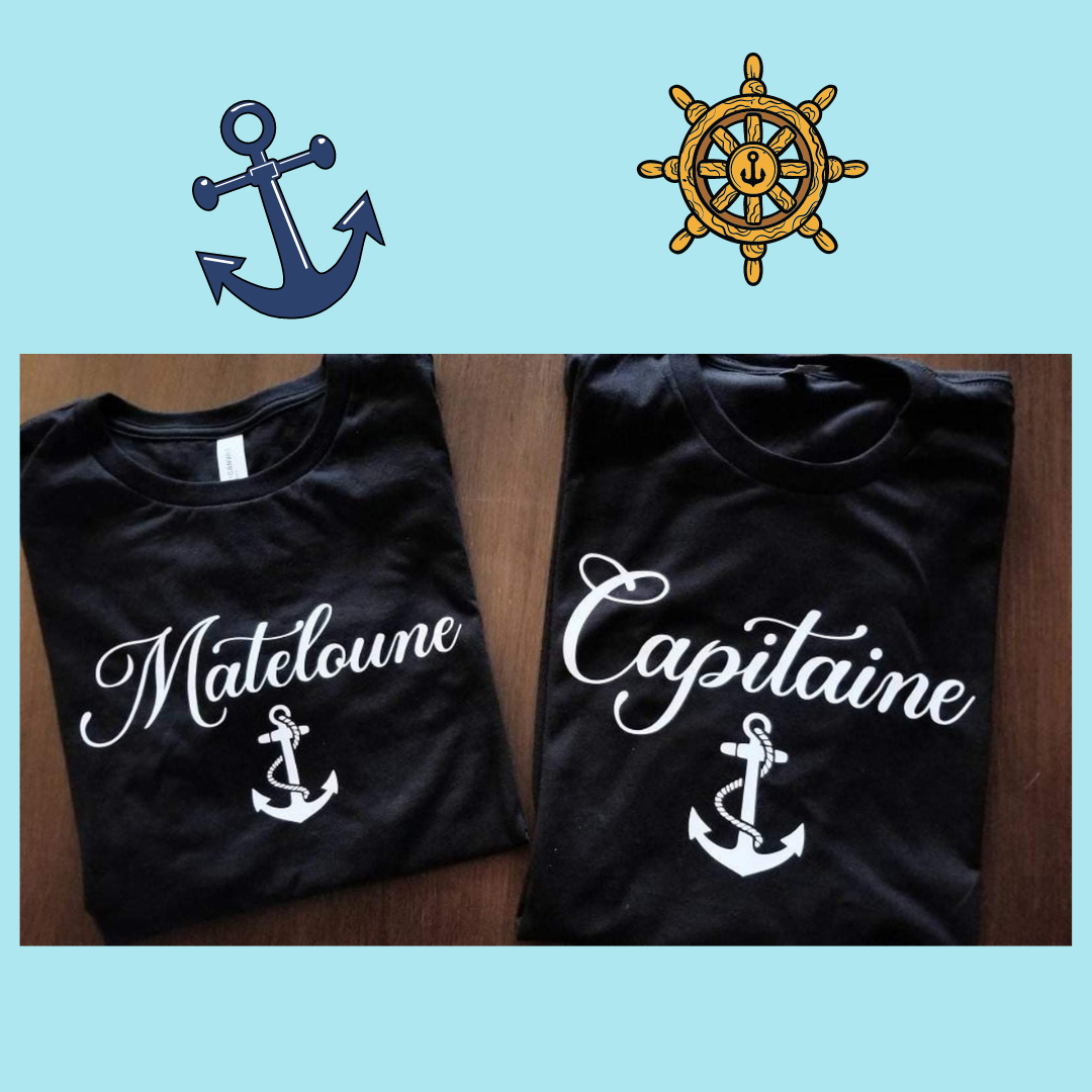 T-SHIRT UNISEXE ADULTE ( CAPITAINE, MATELOUNE )