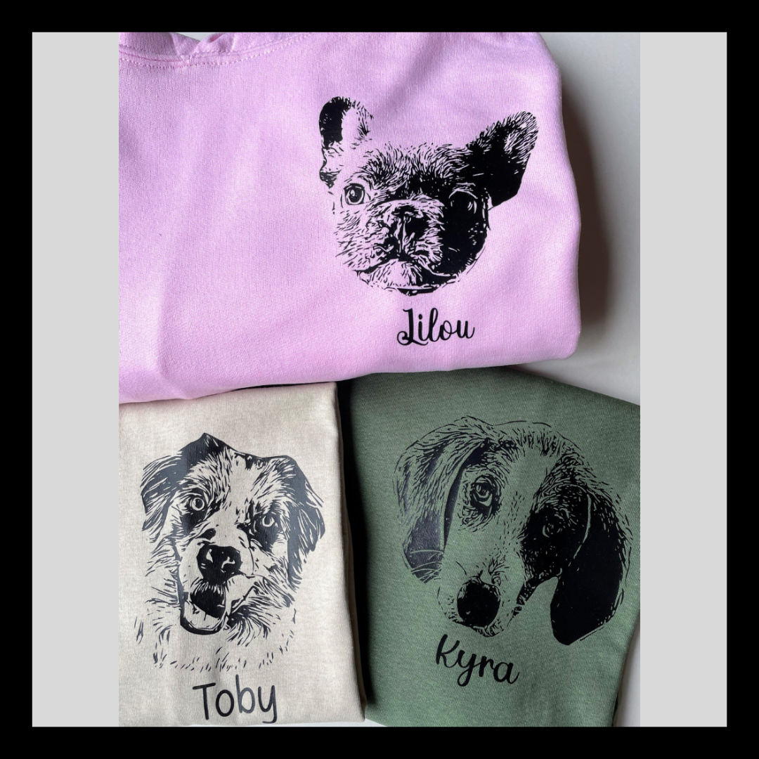 COTONS OUATÉS (HOODIE) PERSONNALISÉ AUX PORTRAITS D'ANIMAUX