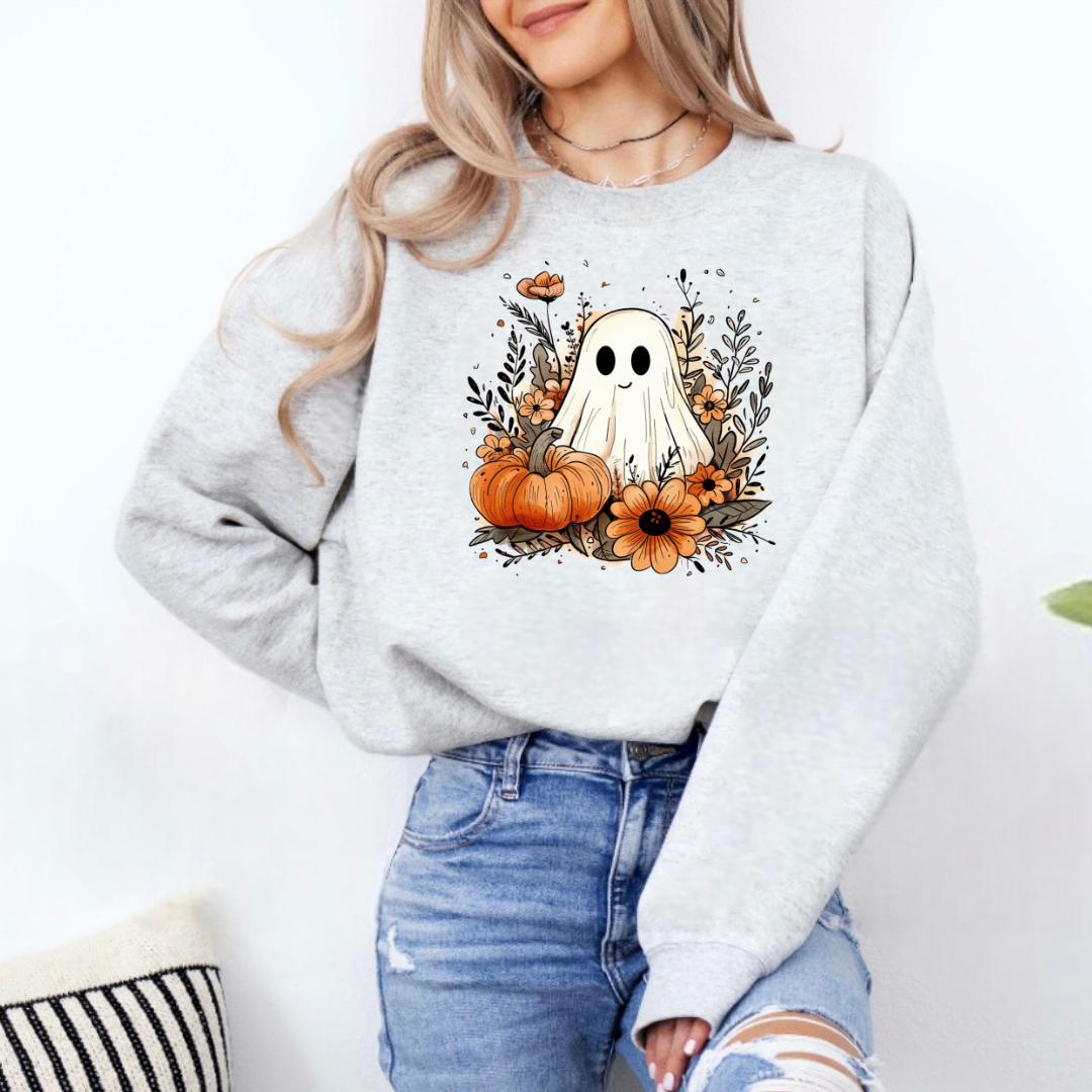 CREWNECK / FANTÔME DE CITROUILLE FLORAL VINTAGE