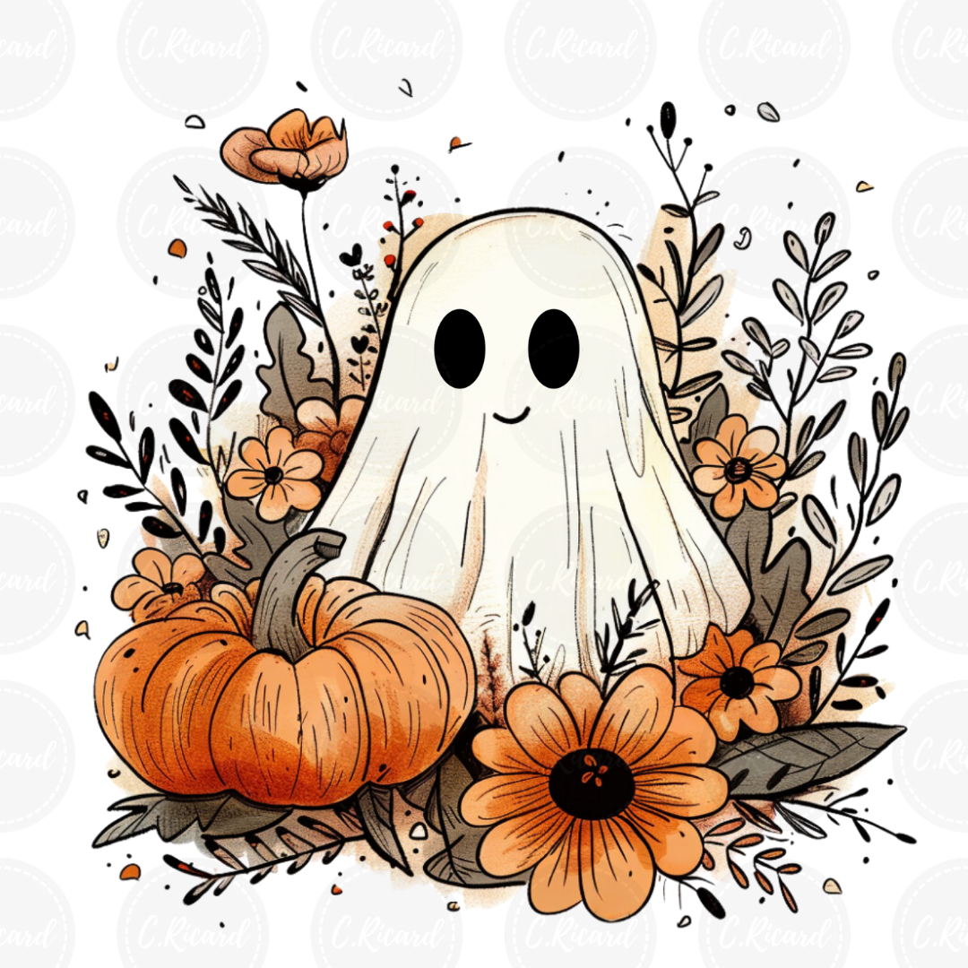 CREWNECK / FANTÔME DE CITROUILLE FLORAL VINTAGE