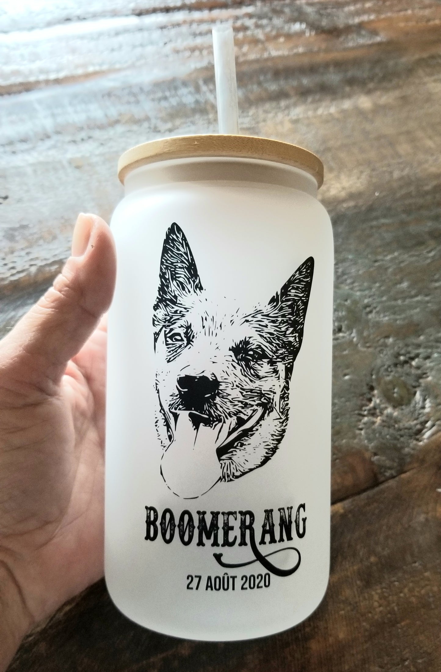 VERRE GIVRÉ 16 OZ PERSONNALISABLE AUX PORTRAITS D'ANIMAUX