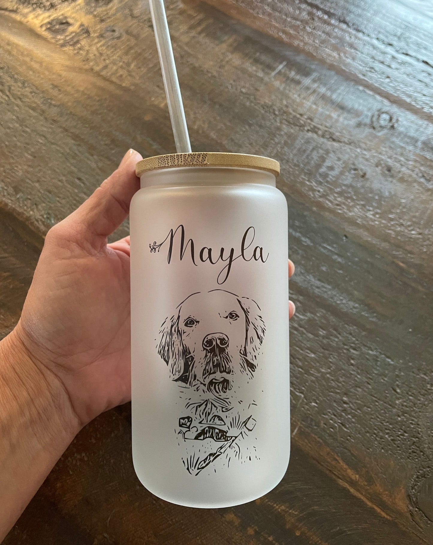 VERRE GIVRÉ 16 OZ PERSONNALISABLE AUX PORTRAITS D'ANIMAUX